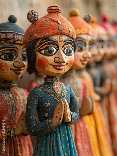 Traditional Puppet Show Performance in Colorful Attire