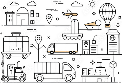 transportation icons set