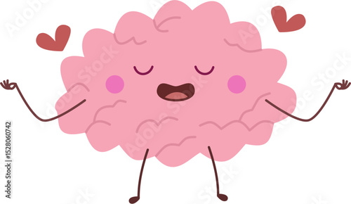 Cute Brain Character and Emotion Vector Illustration