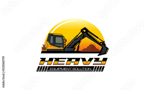 Illustration vector graphic of heavy equipment, excavator construction, logo design template