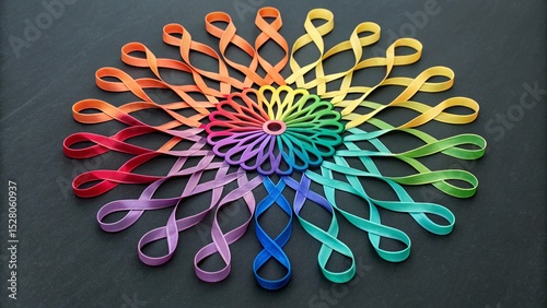 Colorful Ribbon Knots Mandala on a Dark back ground 