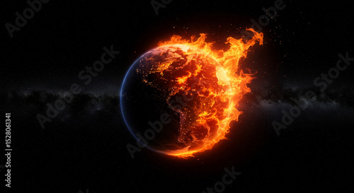 Global warming earth on fire