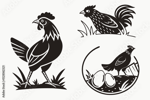 rooster and hen