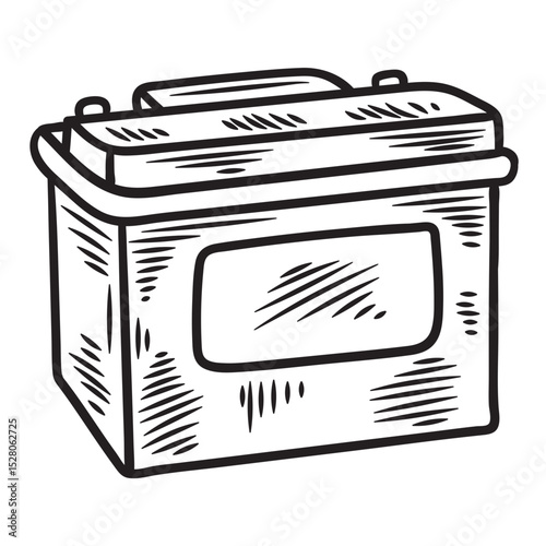 Hand Drawn Car Part Illustration  - Car Barttery⁠
