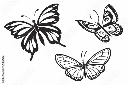 set of butterflies