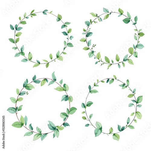 Leaves Watercolor Set Wreath Template