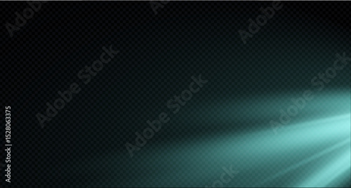 Spotlight on the stage or divine particle rays isolated on a black transparent background. The glow of the rays