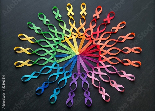Colorful Ribbon Knots Mandala on a Dark back ground 