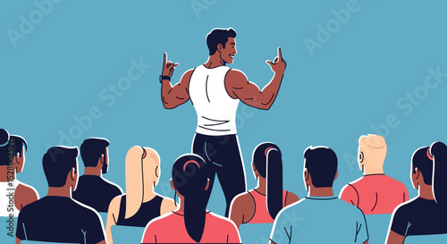 Motivational Fitness Trainer Inspiring Group Class