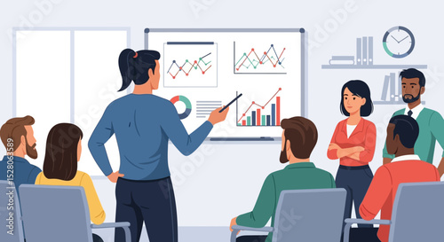 Business Presentation Diverse Team Meeting & Data Analysis