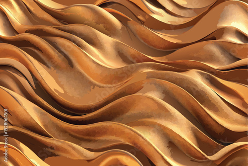 Abstract golden wavy liquid background. Vector illustration
