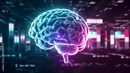 Human brain health and science technology video for medical research and ai development concept