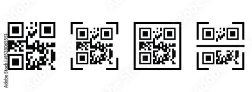 Qr-code and scanner vector icon illustrator on white background. business pay symbol icon vector. 