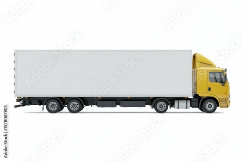 Cargotruck vehicle white background transportation, with empty blank space for text copy space or mockup design, high detail, 8k
