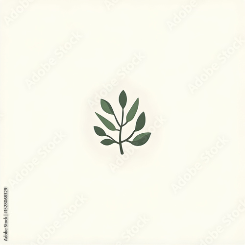 Leaf Branch Graphic on Neutral Background Minimalist Style
