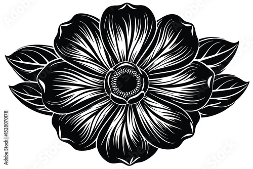Elegant Black and White Floral Illustration A Stunning Botanical Design