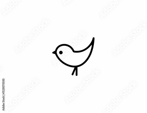 Minimalist line drawing of a cute bird against a white background