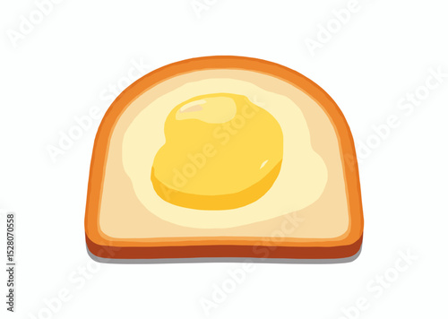 Illustration of a slice of toast topped with a sunny-side up egg