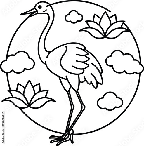 Brid line art in white background