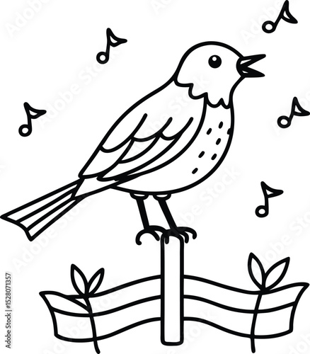 Brid line art in white background