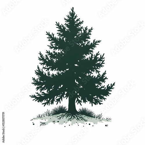 Isolated Pine Tree Illustration on White Background