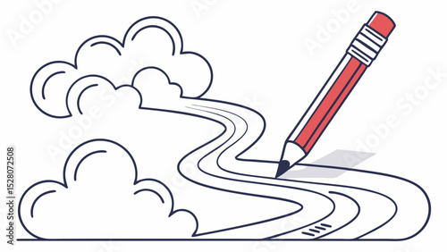 Drawing a Road to the Clouds: Pencil Sketching a Winding Path.