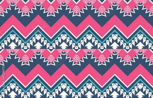 Geometric ethnic oriental ikat seamless pattern  color oriental. Aztec ornament print. Design for background ,curtain, carpet, wallpaper, clothing, wrapping, Batik, vector illustration.