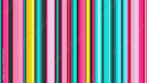 Colorful striped pattern with random vertical lines in various sweet candy colors. Bright and bold glossy irregular lines in vibrant tones for fresh and funky creative projects. Vector background