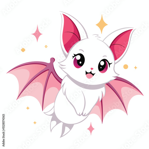 Adorable Pink Bat Illustration