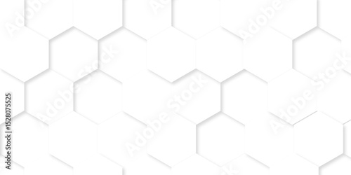 Hexagon background technology texture. Abstract hexagonal mesh cell Surface polygon pattern with glowing hexagon paper texture and futuristic business. Abstract honeycomb mosaic white background.