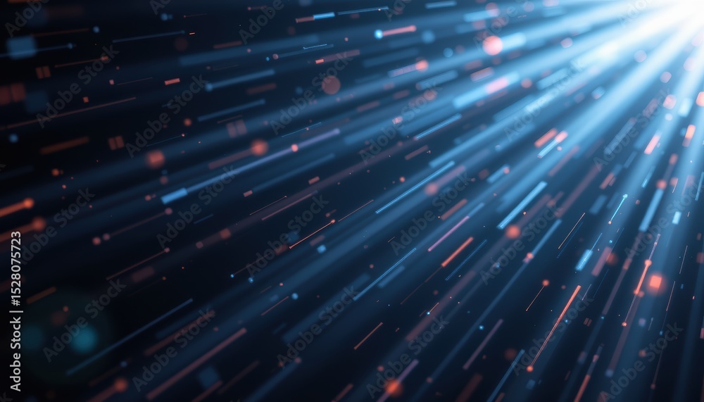 Obraz premium Dynamic Abstract Light Rays with Particles and Flare on a Dark Background