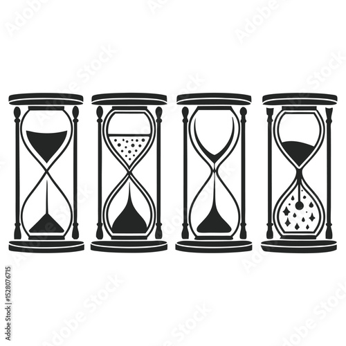 Four hourglasses time passing concept design