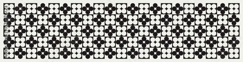 Mid century modern floral geometric pattern in black and white. Graphical illustration for a unique banners, textiles and home décor.	
