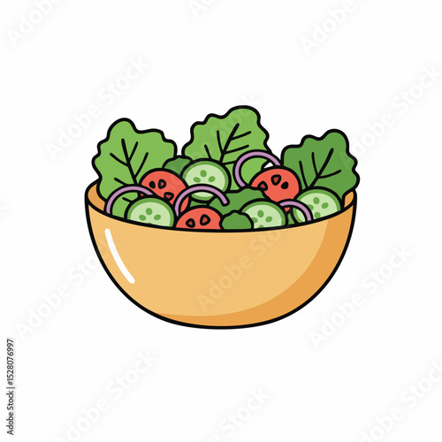 Fresh Vegetable Salad Bowl Illustration