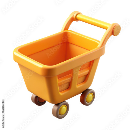 3d render of a shopping cart isolated on white background