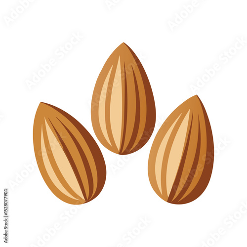 Almond vector illustration, nut silhouette, healthy snack icon, organic food graphic, natural dry fruit design