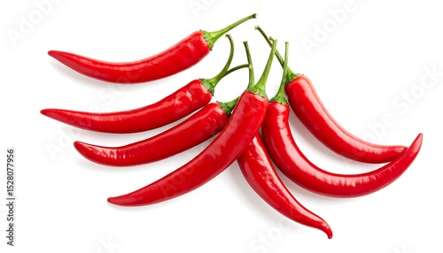 Red Chili Peppers with White Background.