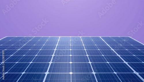 Solar Energy Panels with Blue Surface on a Purple Background Representing Renewable Technology