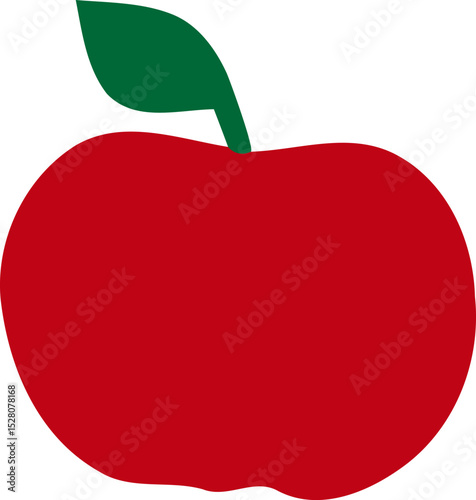 Red Apple Vector Art - Simple Fruit Clipart Icon