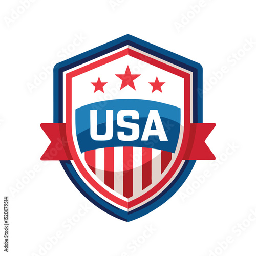 USA patriotic badge vector illustration, American emblem design, 4th of July military insignia, freedom symbol