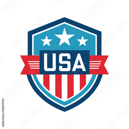 USA patriotic badge vector illustration, American emblem design, 4th of July military insignia, freedom symbol