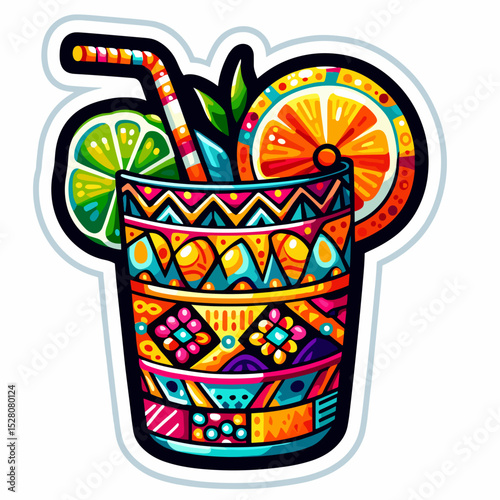 Artistic tropical drink with straw