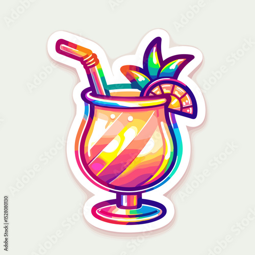 Manhattan cocktail with straw and citrus fruits 