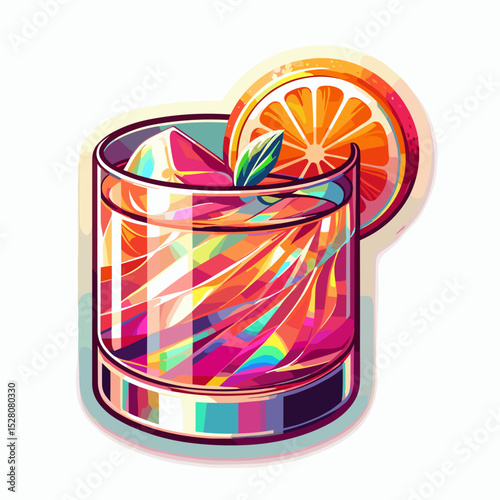 Whiskey sour cocktail with orange slice 
