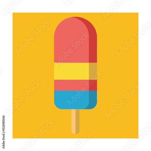 Colorful layered popsicle illustration on a yellow background perfect for summer and refreshing concepts