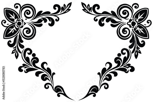 Elegant Flourish Corner Design Vintage Floral Frame for Invitations and Cards