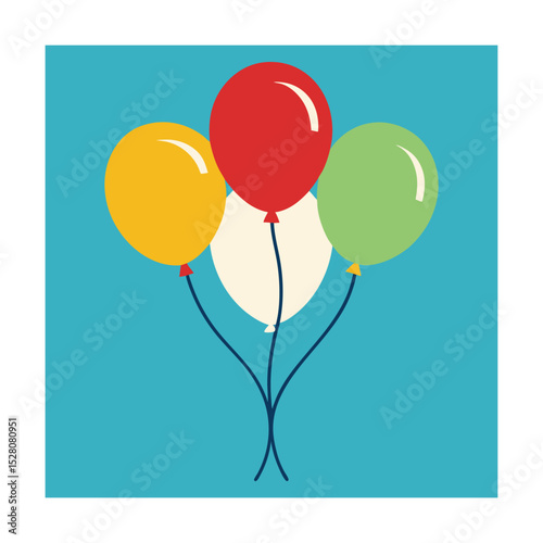 Colorful balloons floating against a bright blue background perfect for celebrations and events