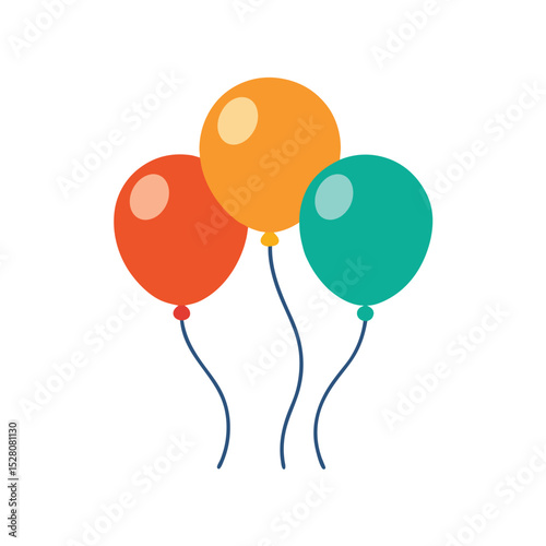 Colorful vector illustration of three floating balloons representing celebration and festive events