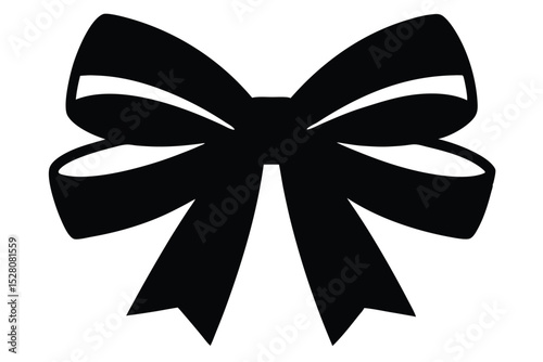 Elegant Black Bow Silhouette Illustration, Perfect for Design Projects