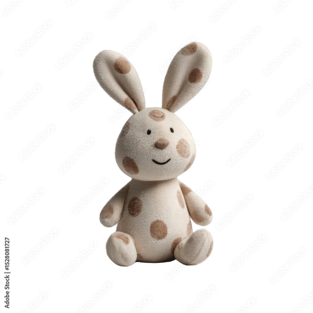 Obraz premium Adorable Beige Bunny Rabbit Plush Toy with Brown Polka Dots